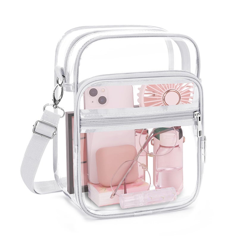 Blvornl Clear Crossbody Bag with Adjustable Shoulder Strap, White-small - Image 1